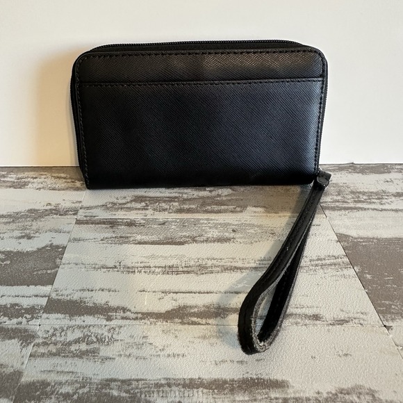 Coach Wallet Wristlet Black Faux Paddle Leather 6" Zip Around - Picture 3 of 12